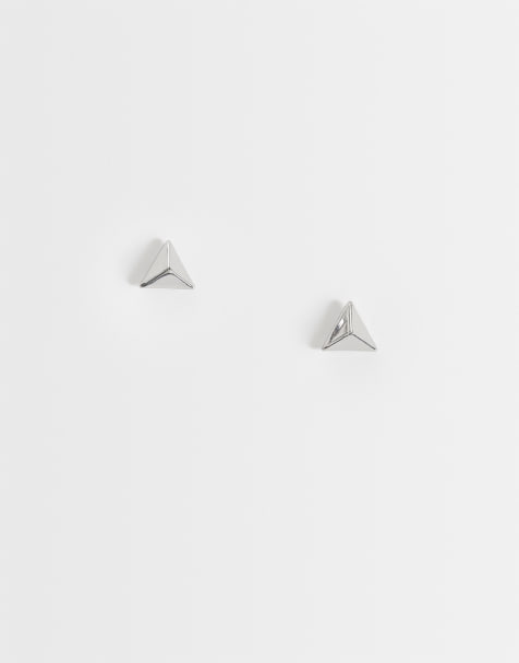 ASOS DESIGN triangular pyramid stud earrings in silver tone - view 1