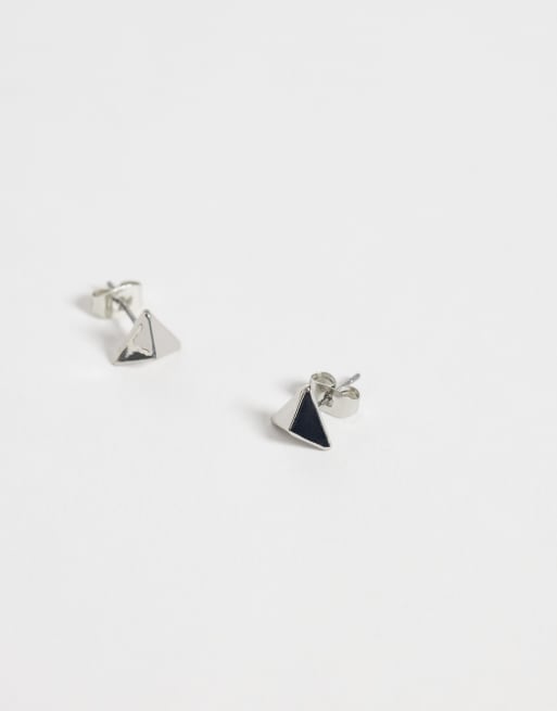 ASOS DESIGN triangular pyramid stud earrings in silver, 3 of 4
