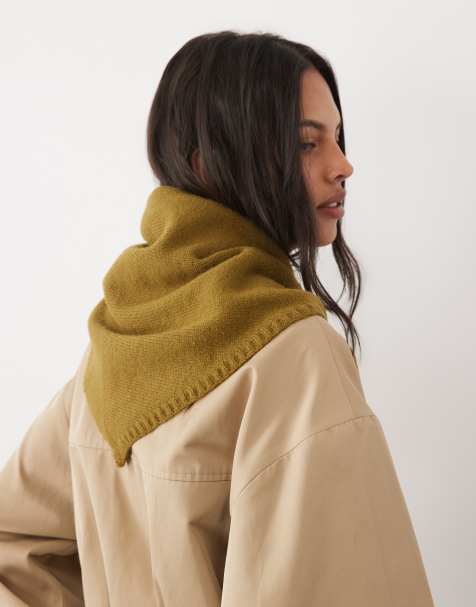 ASOS DESIGN - triángulo de punto grande con borde acanalado en verde oliva - view 1