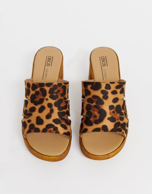 leopard heeled mules