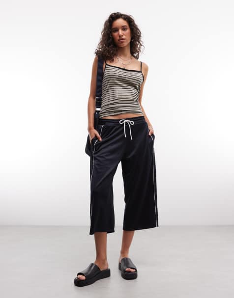 ASOS DESIGN tricot capris with side stripe in navy - view 1