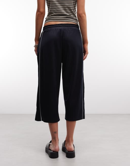 ASOS DESIGN tricot capris with side stripe in navy, 3 of 5
