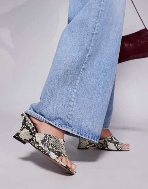 ASOS DESIGN Trifle mule wedges in snake, 2 of 4