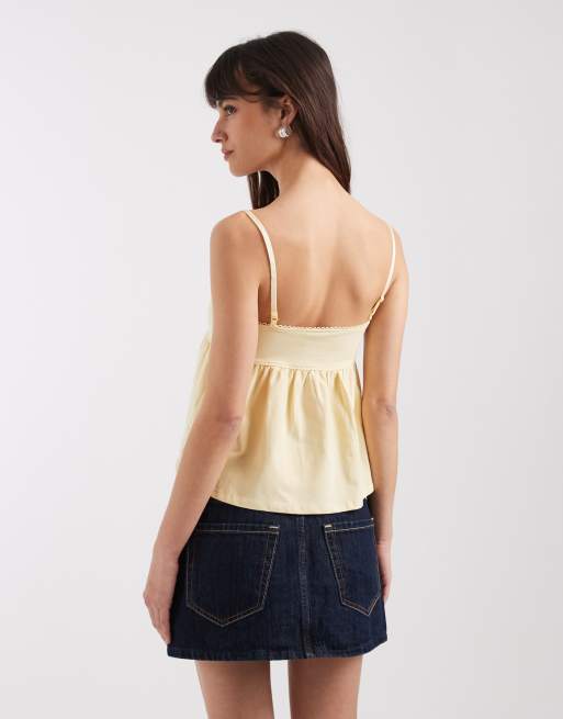 ASOS DESIGN trim detail babydoll cami in buttermilk, 4 of 4