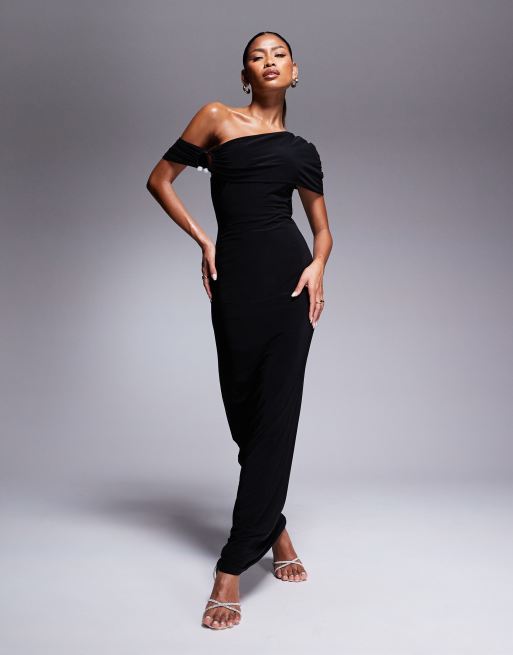 Black bardot style dress hotsell