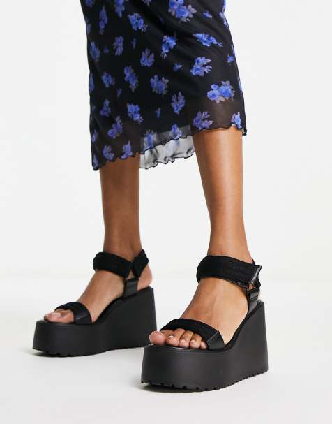 Sandales Compens es Noires pour Femme ASOS