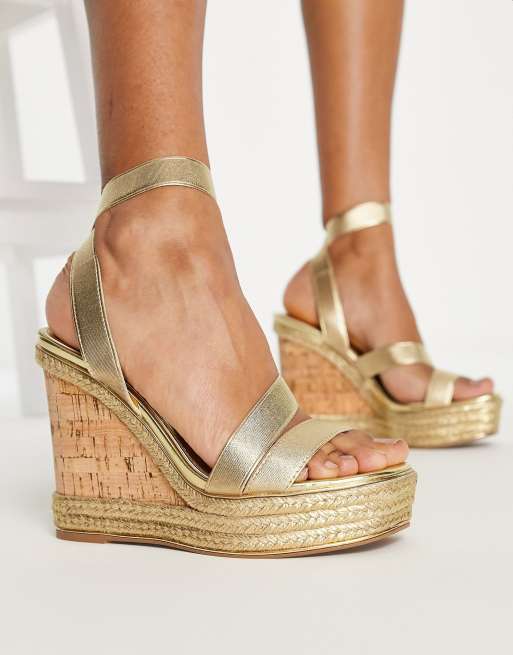 Topshop discount gold wedges