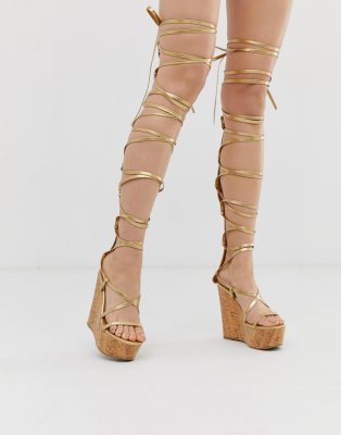 gold gladiator wedges