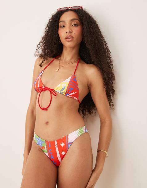 ASOS DESIGN Trinny cheeky bikini bottom in paridiso print