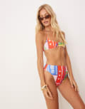 [ASOS DESIGN] ASOS DESIGN Trinny high leg high waist bikini bottom in paridiso print-Multi 6 Holiday print