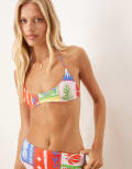[ASOS DESIGN] ASOS DESIGN Trinny scoop bikini top in paridiso print-Multi 6 Holiday print