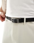 [ASOS DESIGN] ASOS DESIGN triple metal keeper belt in pebble black faux leather S-M BLACK