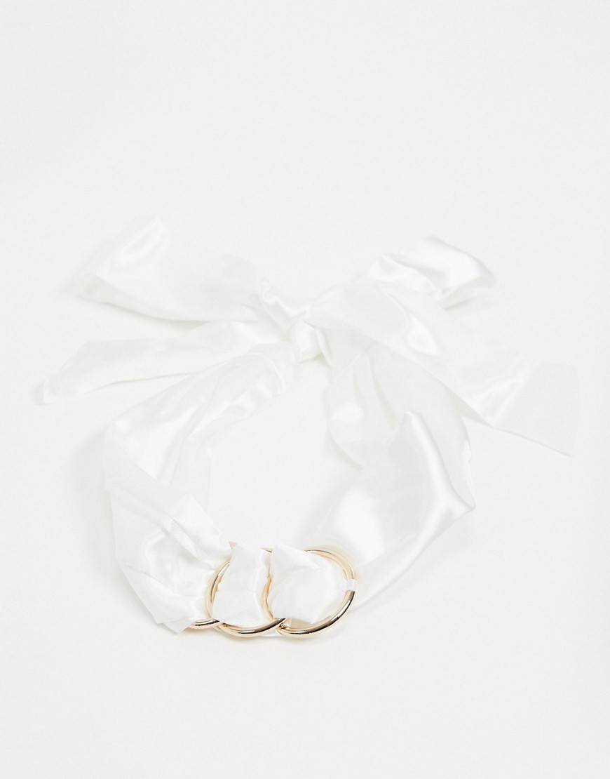 Asos Design Triple Ring Detail Headscarf In White