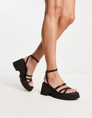 ASOS DESIGN Trippy chunky cleated sandals in black