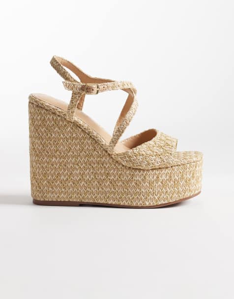 ASOS DESIGN Trista espadrille wedges with gold flecks in natural - view 1