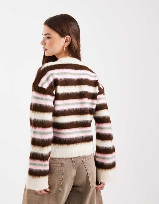 ASOS DESIGN - Trøje med striber i børstet strik, 4 af 4