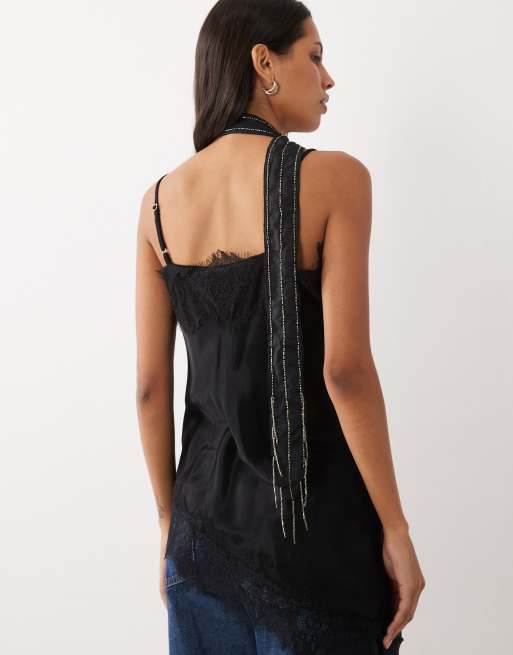 ASOS DESIGN tørklæde med pynt i sort, 3 af 3