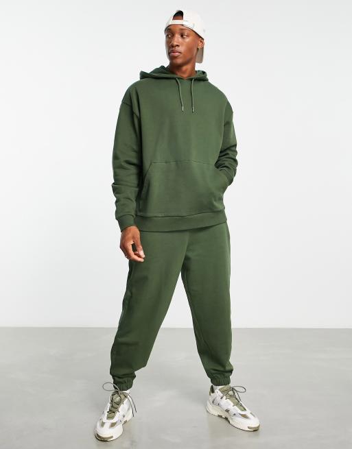 ASOS DESIGN - Træningssæt med oversized hættetrøje og oversized joggingbukser i khakigrøn