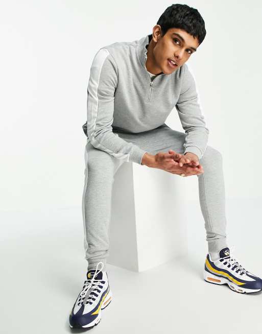 ASOS DESIGN - Træningssæt med træningstop med halv lynlås/ skinny-joggingbukser med sidestribe, 2 af 4