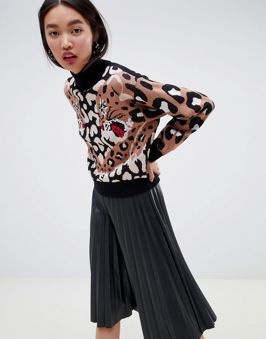 ASOS DESIGN – tröja med leopardmönster-Flerfärgad
