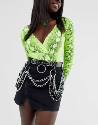Asos Design Trophy Ring And Chain Suspender Waist And Hip Belt In