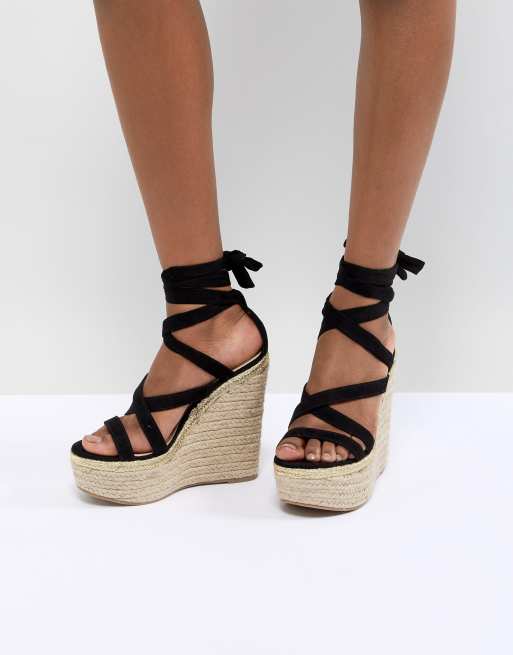 Asos design trophy tie leg cheap high wedges