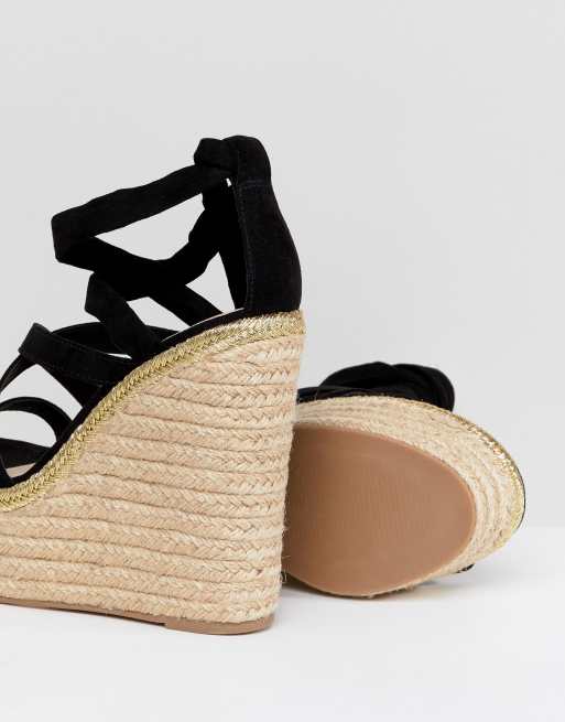 Asos design trophy tie leg high wedges sale