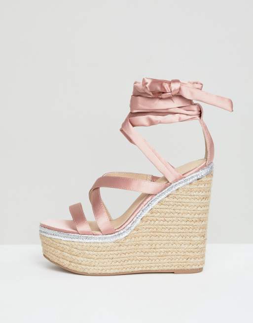 Asos design trophy tie leg cheap high wedges