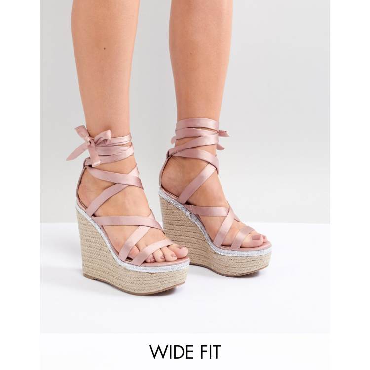 Asos design trophy sales tie leg high wedges