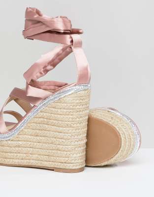 asos design trophy tie leg high wedges