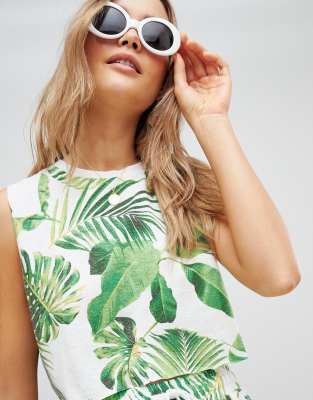 palm leaf two piece outfit