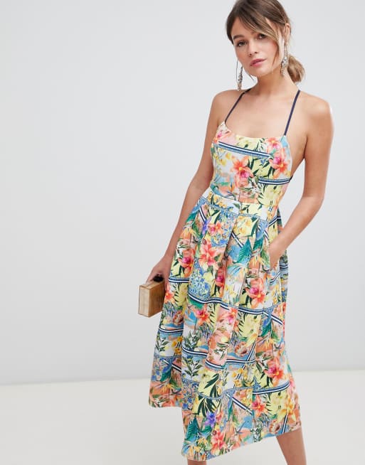 Asos edition floral embroidered cheap halter prom midi dress