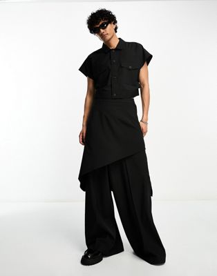 ASOS DESIGN trouser with skirt detail smart co-ord in black