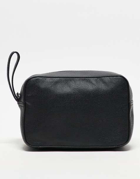 ASOS DESIGN - Trousse de toilette en cuir grainé - Noir - view 1