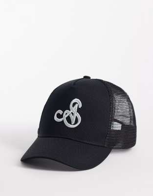 Asos Design Trucker Cap With Embroidery In Black