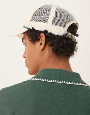 Asos Design Trucker Cap With Embroidery In Neutral