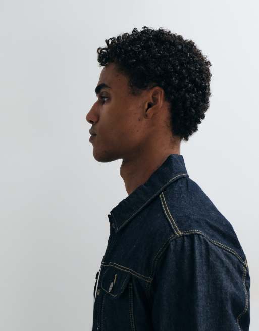 ASOS DESIGN trucker denim jacket in raw indigo blue, 5 of 5