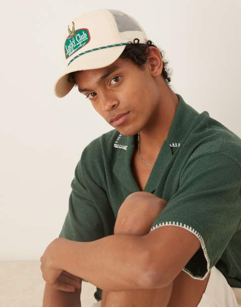 ASOS DESIGN – Truckerkappe in Ecru mit Stickerei - view 1