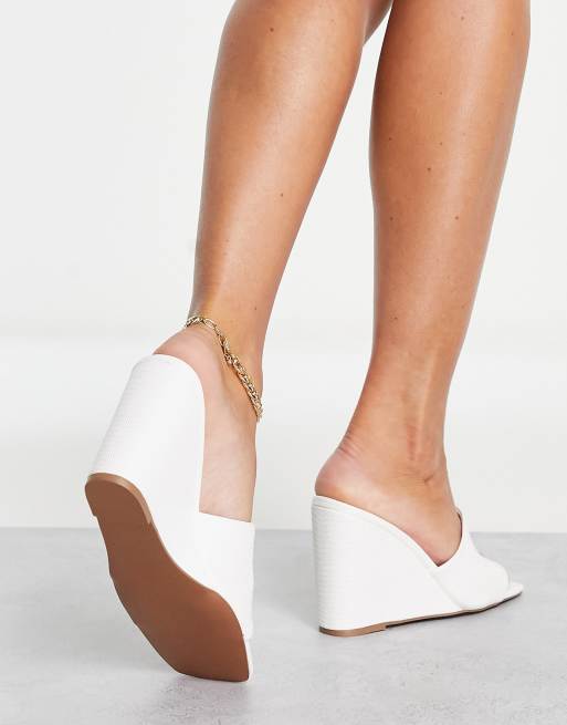 White wedge clearance mule sandals