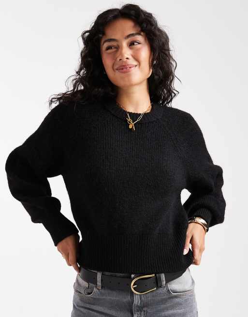 ASOS DESIGN - Trui met blousonmouwen en ingenomen taille in zwart, 3 van 4