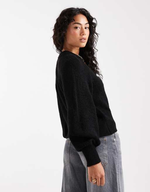 ASOS DESIGN - Trui met blousonmouwen en ingenomen taille in zwart, 4 van 4