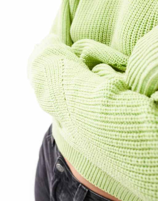 ASOS DESIGN - Trui met brede ribbels en ballonmouwen in groen, 3 van 4