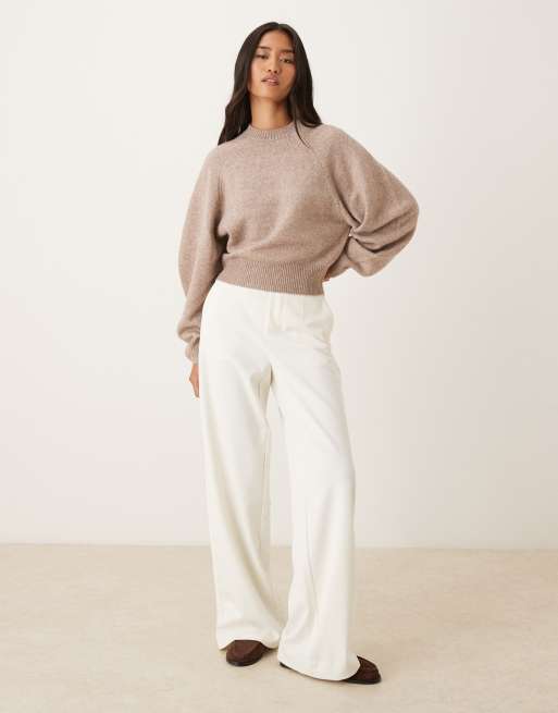 ASOS DESIGN - Trui met ronde hals en raglanmouwen in mokka, 2 van 4