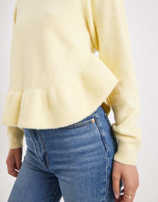 ASOS DESIGN - Trui met ruches en ronde zoom in lichtgeel, 2 van 4