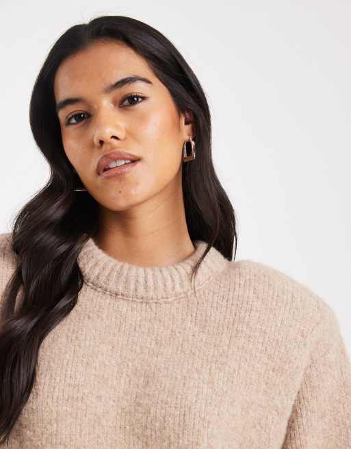 ASOS DESIGN - Trui met schoudervullingen en hoge hals in beige, 4 van 4