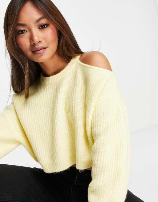 ASOS DESIGN - Trui met uitgesneden schouders in geel