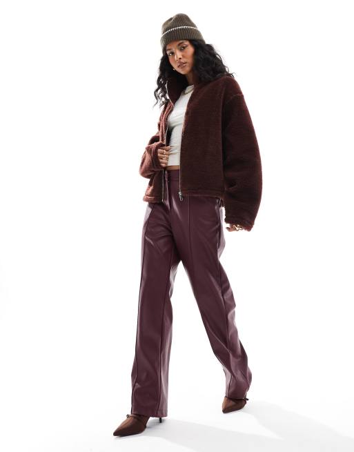 ASOS DESIGN - Trui van borg met rits in chocoladebruin, 2 van 4