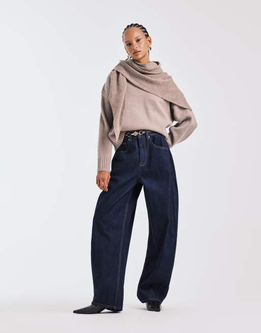 ASOS DESIGN - Trui van premium lamswol met hoge V-hals in champignon, 3 van 4