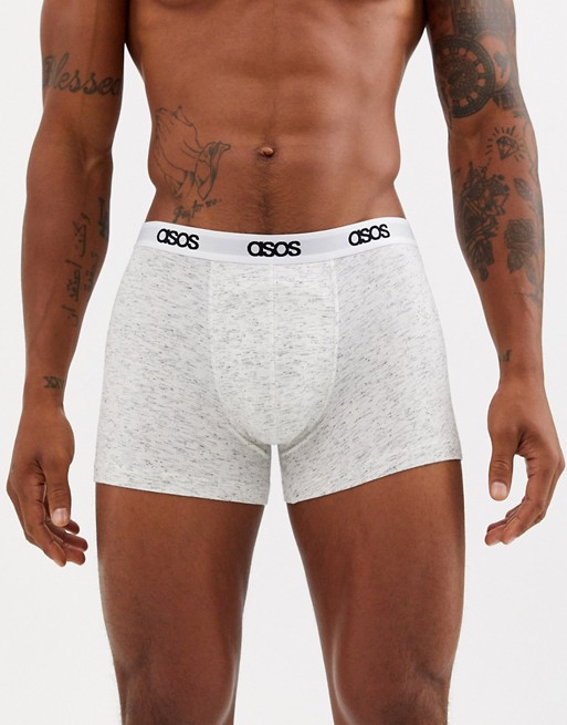 ASOS DESIGN trunk in white marl with branded waistband