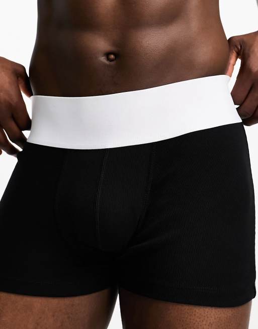 ASOS DESIGN trunks with contrast waistband in black